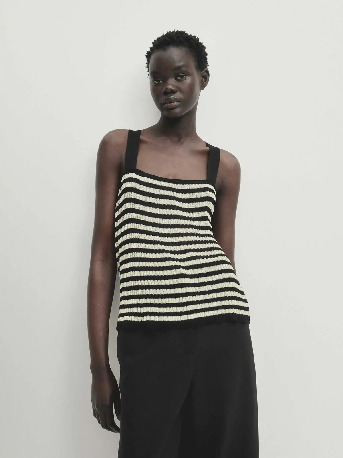 Ethe MD 2026 YAZHIMEI spring style of Womens fashion striped hollow knit vest halter sleeveless Tshirt top 260613