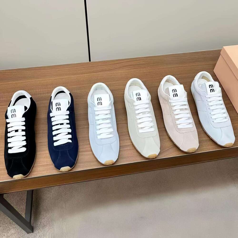 new Designer Plume Suede Leather Women Sneakers Sleek Extremely Light Design Comfort Ballet Upper Perforated Detail Rubber Sole Casual Shoes Size 35