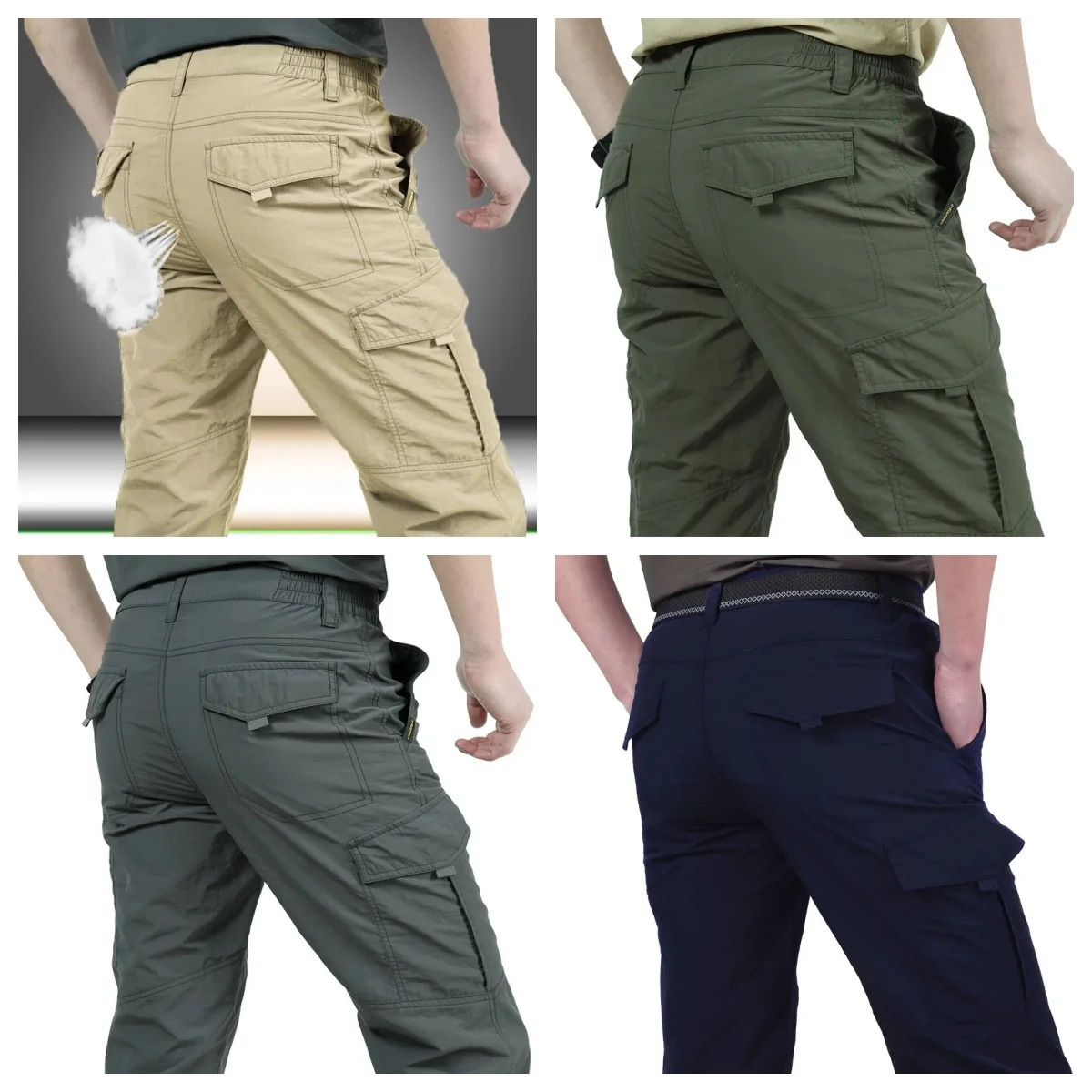 Mens Summer Tactical Work Pants Lightweight Casual Waterproof Pants Casual Pants Wear-resistant Multi Pocket Work Pants 260612