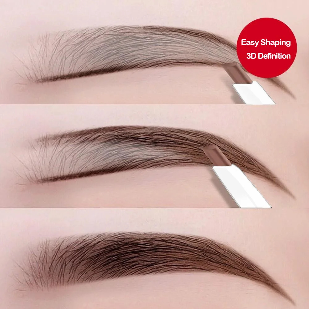 Thin-Head Double-Ended Eyebrow Pencil Waterproof Long-Lasting Auto-Rotate Brush Tip Contour Natural Certified Unisex 260612