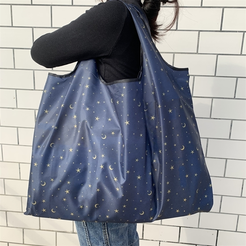 BIG Eco-Friendly Folding Shopping Bag Reusable Portable Shoulder Handbag for Travel Grocery Fashion Pocket Tote260601ww