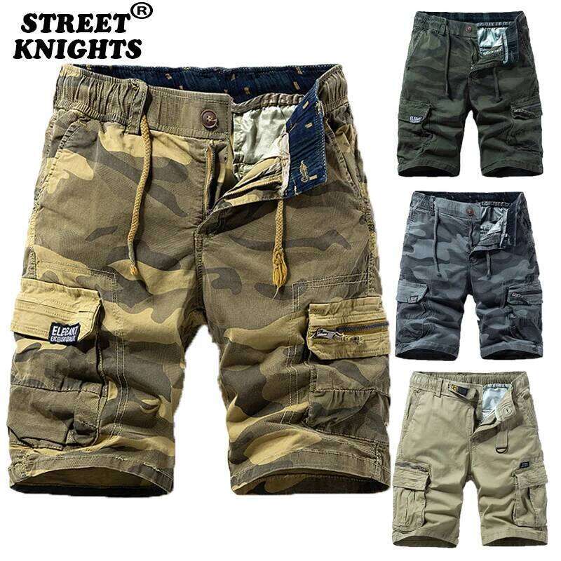 New Summer Cotton Cargo Camouflage Men Clothing Casual Breeche Bermuda Beach Jogger Shorts Male Hot 26Y0613