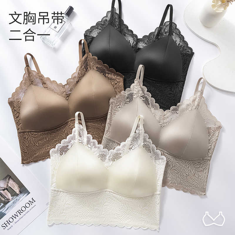 Luxurious and elegant camisole lingerie sexy lace innerwear with fixed cups satin fabric comfortable and breathable flattering camisole for women L2