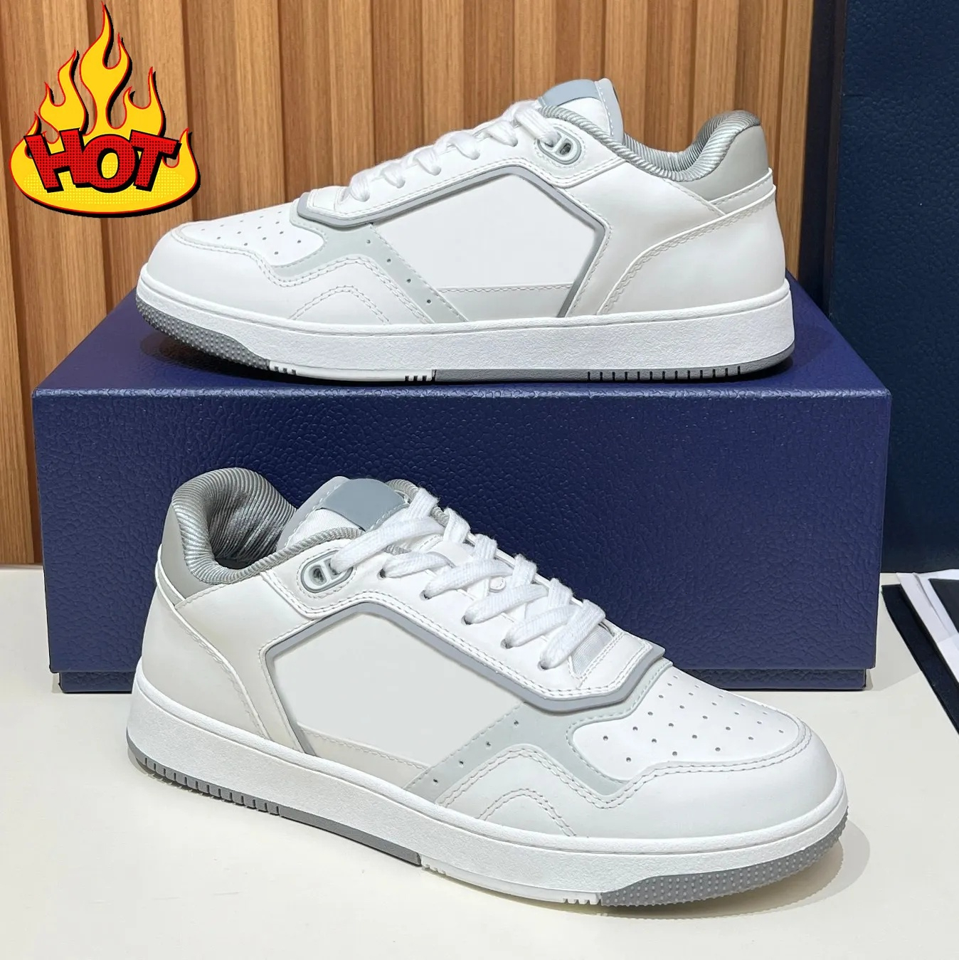 Top-tier designer low-top casual shoes men's sports shoes, Wuzhen Black Galaxy leather gray-white flat shoes, luxury sneakers, outdoor men'