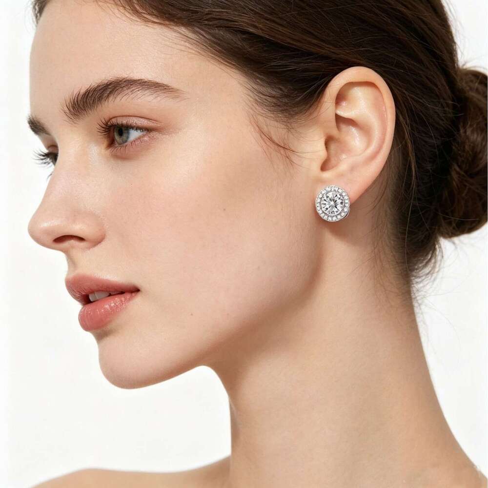 s925 sterling silver unisex versatile round earrings, best-selling on exquisite, moissanite fashion and elegant ear accessories