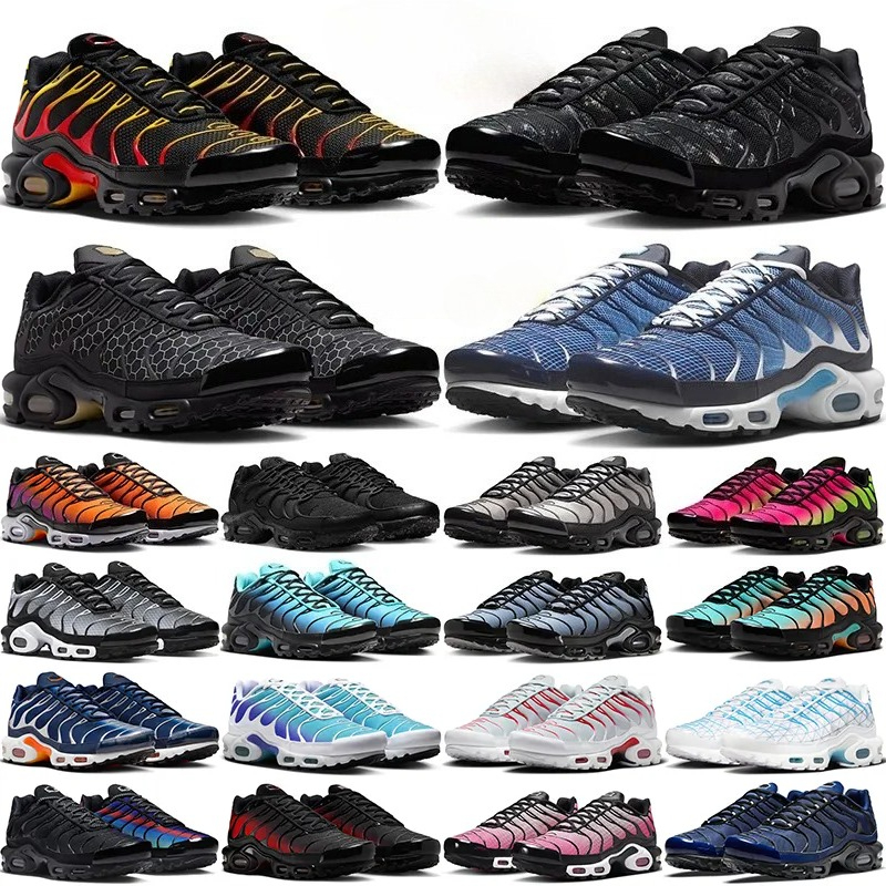 top designer tn tns plus sneakers men women running shoes durable trainers outdoor comfortable sports sneakers Triple Black White Grey Midnight Navy