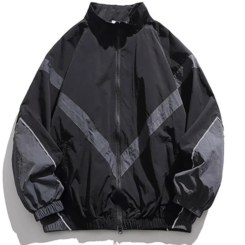 Zipper Pocket Outdoor Waterproof Windbreake Jacket Men Spring Autumn Casual Loose Fit Versatile Stand Collar Reflective 260613