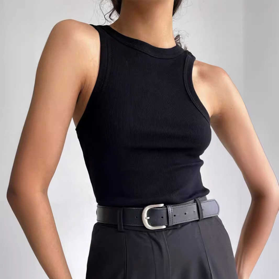 2026 Summer New Womens Fashion Round Neck Trendy Slim Fit Sports Tank Top in Multiple Colors L260612