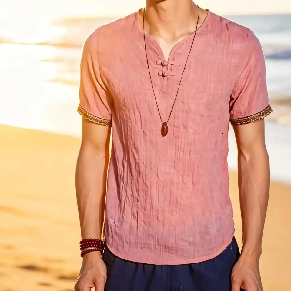 plus Size M-5XL Summer Mens Short Sleeve Shirt Plain Color Korean Fashion Light Weight Hawaii Style Clothing 260612