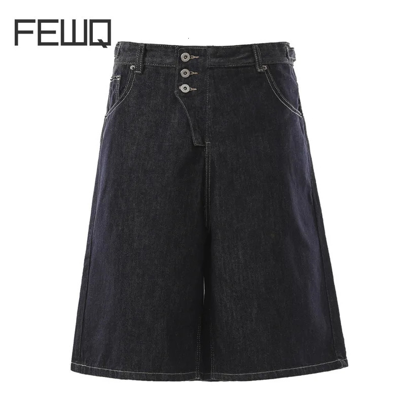 FEWQ Summer American High Street Washed Mens Denim Shorts Casual Loose Wide Leg Pants 2026 Fashion Items 24W1692 260609BANJIA