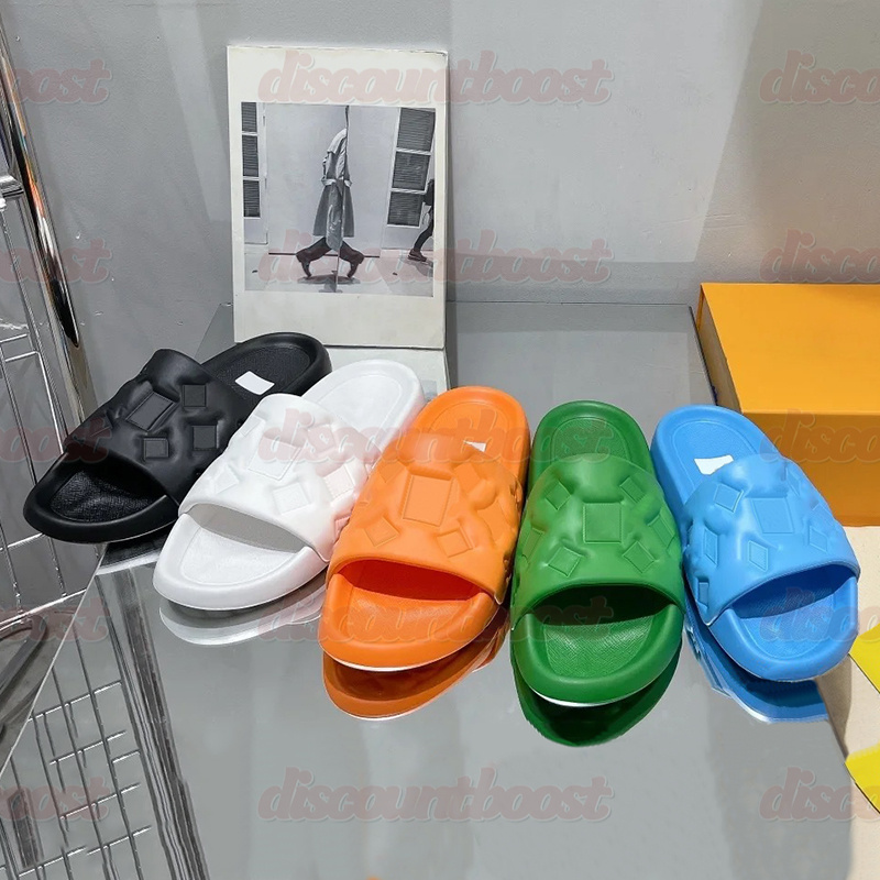Hot Slippers Men Women Designer Waterfront Embossed Mule Rubber Slides lvs Sandals black white beige orange Green Silver Mens Womens Luxury Sanda-image-981597910