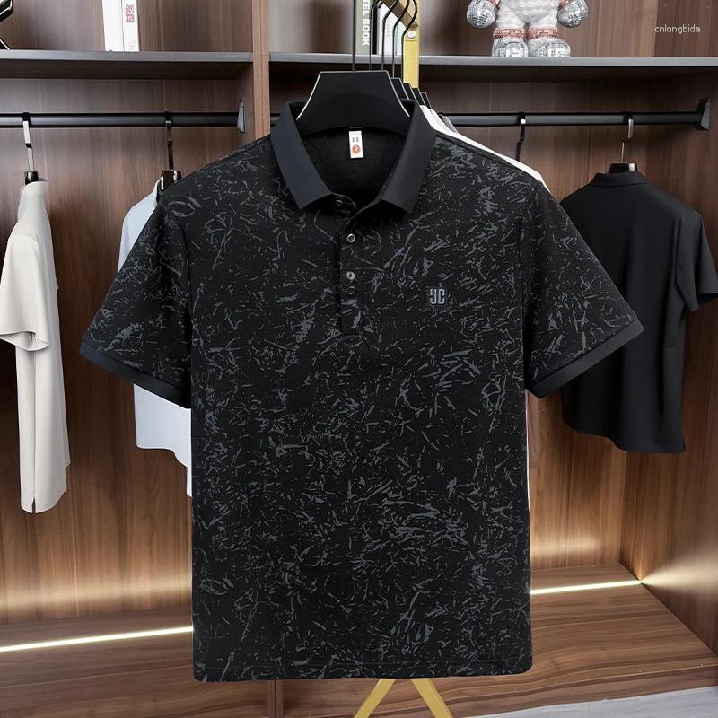 Mens Polos Luxury Cotton Refreshing For Half-sleeved T-shirt 2026 Summer Polo Shirt Loose Middle-aged Short-sleeved Printed Top
