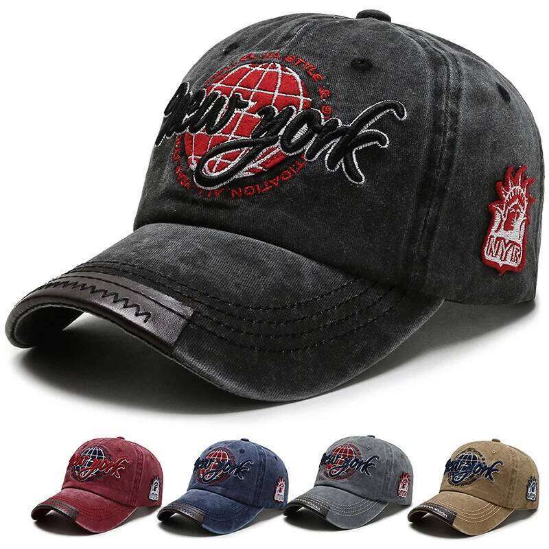 Men's and Women's Spring Summer Baseball Washed Cloth Old Letter Embroidery Curved Edge Cap Versatile Retro Couple Hat 26L0613