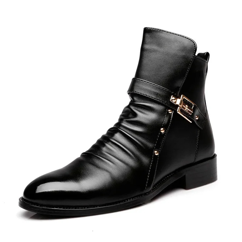 Mens Chelsea Boots Fashion Pointed Toe Mens Boots High Quality Business Casual Shoes Retro Leather Men Motorcycle Boots 260613