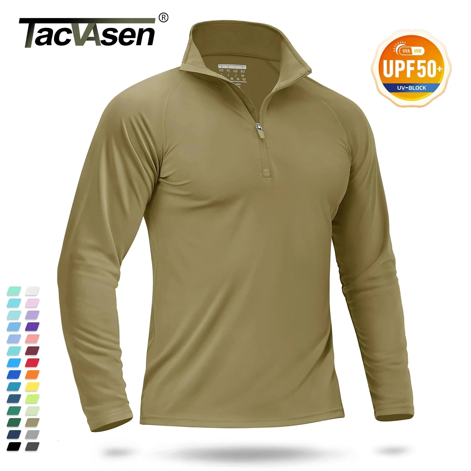 TACVASEN Mens UPF50 UV Protection T-Shirt Lightweight Long Sleeve Quick Dry Fishing Shirt Outdoor Hiking Workout Rash Guards 260612