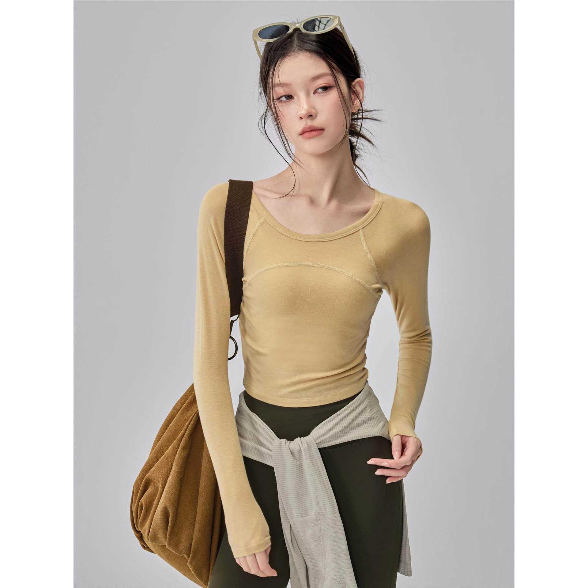 2026 New Womens Fitness Clothing Slim-Fit Yoga Wear Long-Sleeve Pilates Training Running Sports Top for Autumn L260612