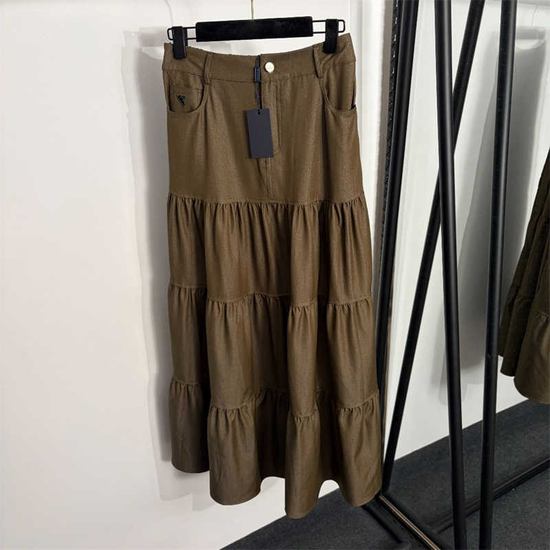 Designer Skirt Clothes Women Triangle Label High-waisted denim skirt Luxury Brand Premium Quality Fashion A-Line sexy Skirt S-XL