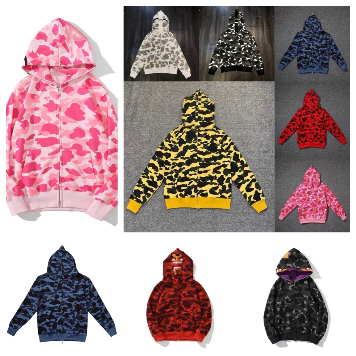hoodie designer hoodie man hoodies mens hoodie Pullover Patchwork Long sleeves camouflage double hat cotton Fabric Asian Size hoodie sweater zip up