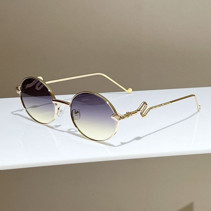 High quality Unique snake-shaped decorative sunglasses, trendy street glasses, fashionable new metal round frame, popular European and American styl