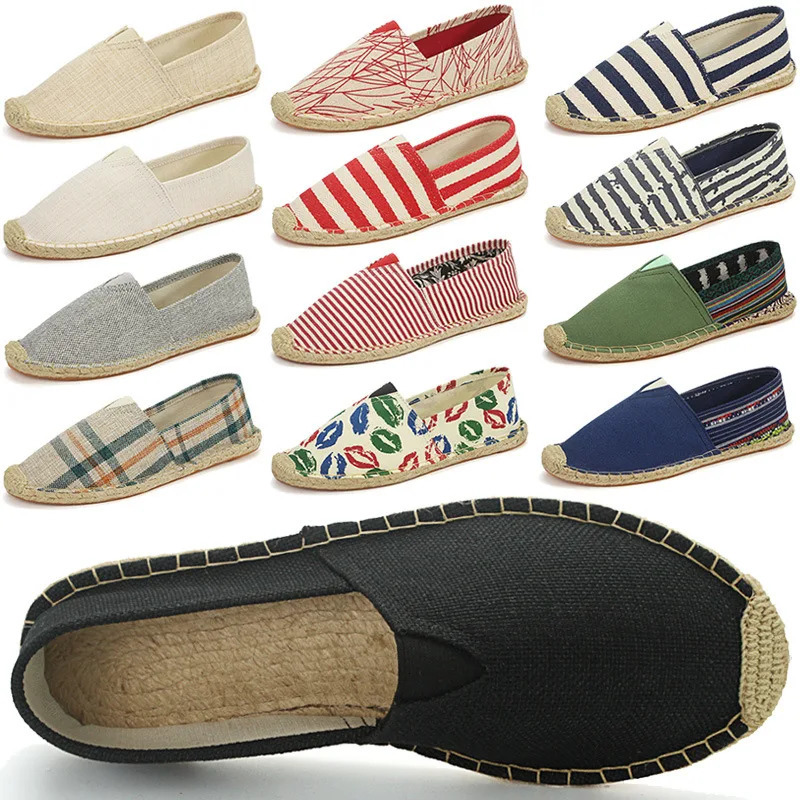 2025 Summer Autumn Men Canvas Shoes Breathable Mens Casual Shoes Slip-On Hemp Shoes Graffiti Espadrilles Women Footwear Flats 260605