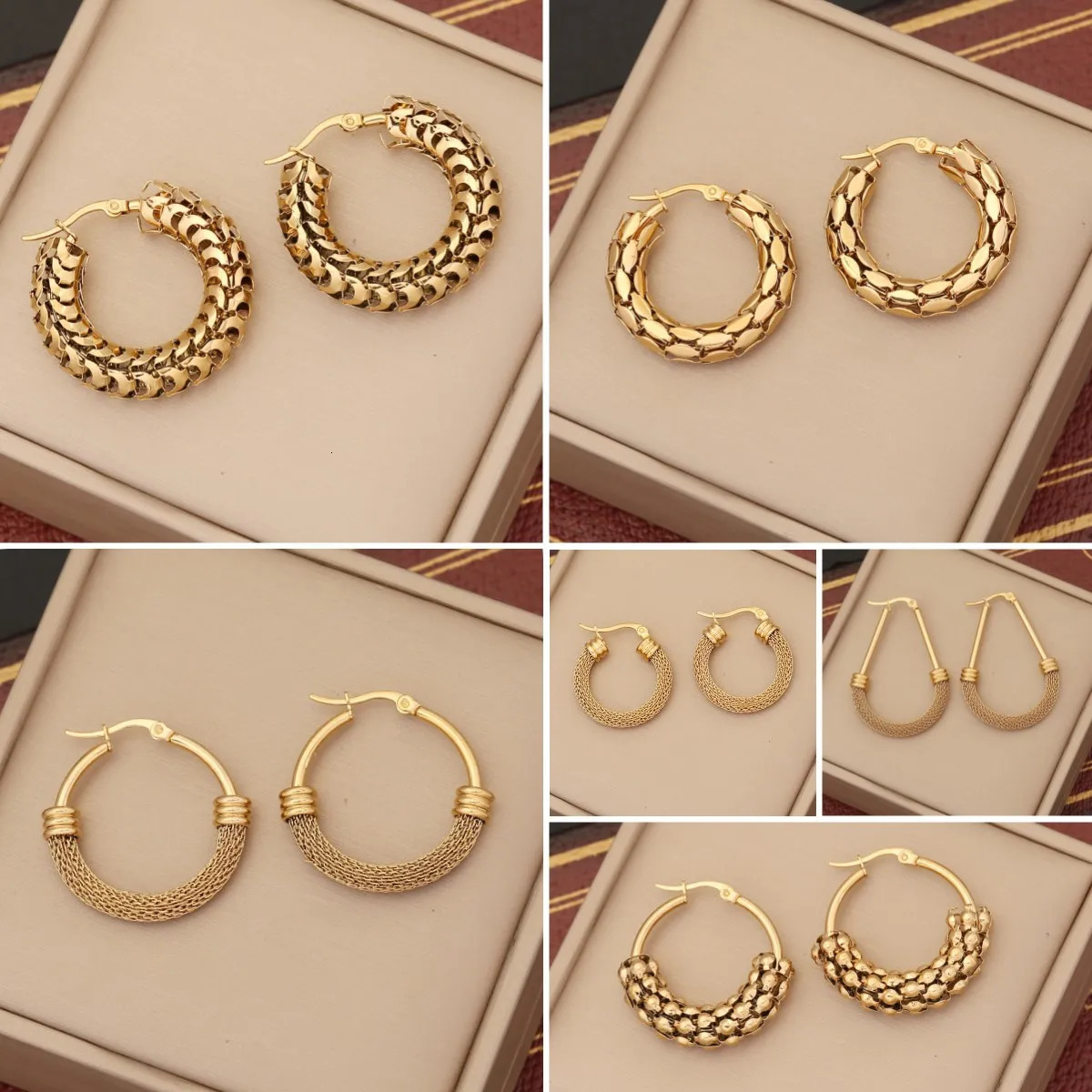 Jewelry Unique Mesh Earrings Exaggerated Stainless Steel Studs Geometric Metal Ear Accessories 260612