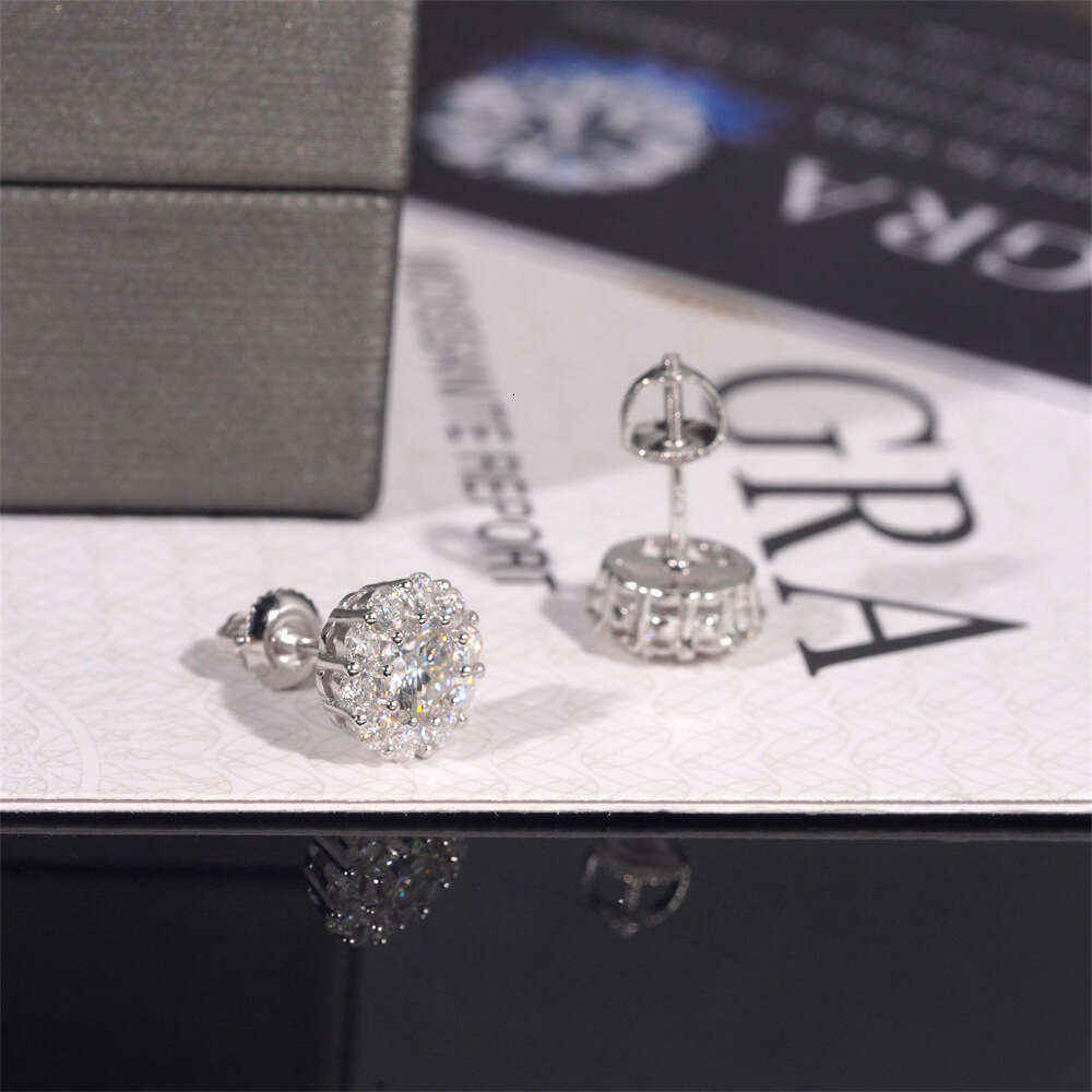5mm manufacturer wholesale exquisite 2021 new model men's women's hip-hop s925 silver inlaid with Moissanite VVS earrings Wholesale 18K st