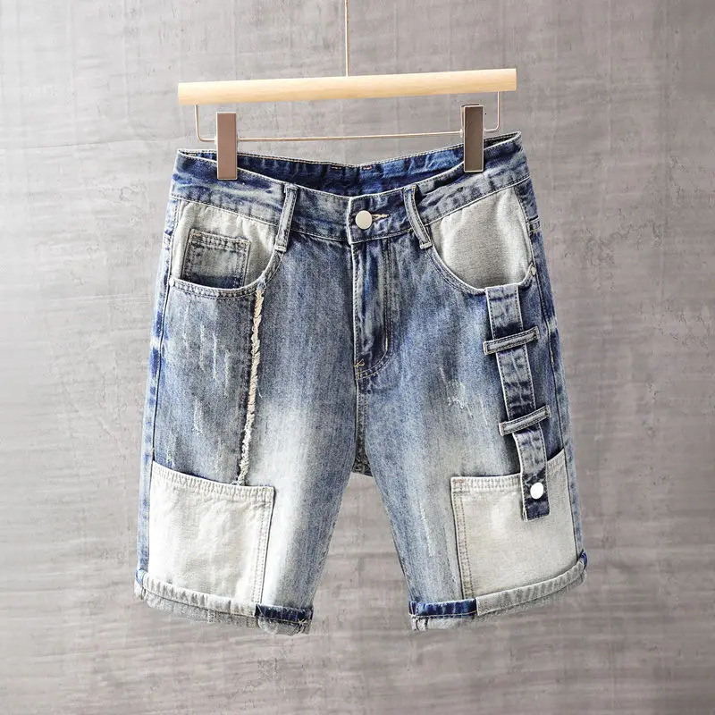 Mens Short Jeans Pants with Pockets Washing Blue Male Denim Shorts Sale Korean Fashion Jorts Thin Summer Streetwear Original Xl 260609BANJIA