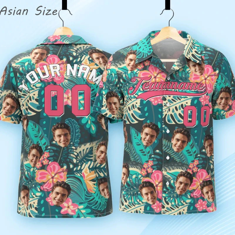 2026 Custom Po Face Name Hawaiian Shirt Personalized Palm Tree Beach Gift Mens ner Shirts Sports Tee Male 260613