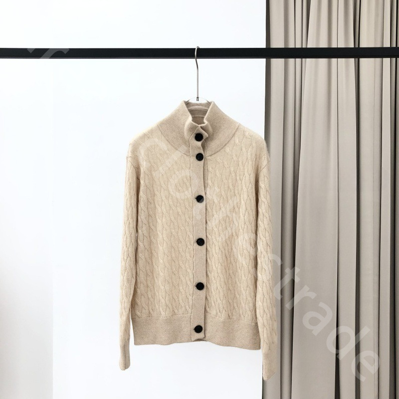 Quiet Luxury Designer Women Cashmere Coats Fall Winter Pullover Twist Single-breasted Knitted Sweater Cardigan L1289