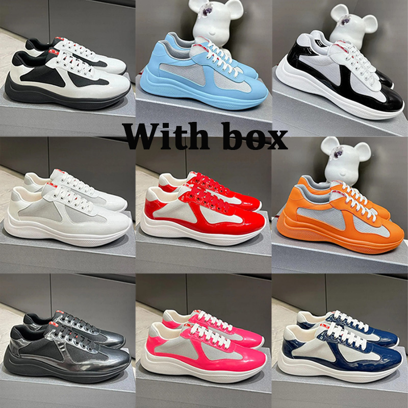 Designer Casual shoes low red Sneakers Luxury Trainers Americas Cup sneakers Rubber Fabric Outdoor Comfortable shoes Walking shoes big With box size