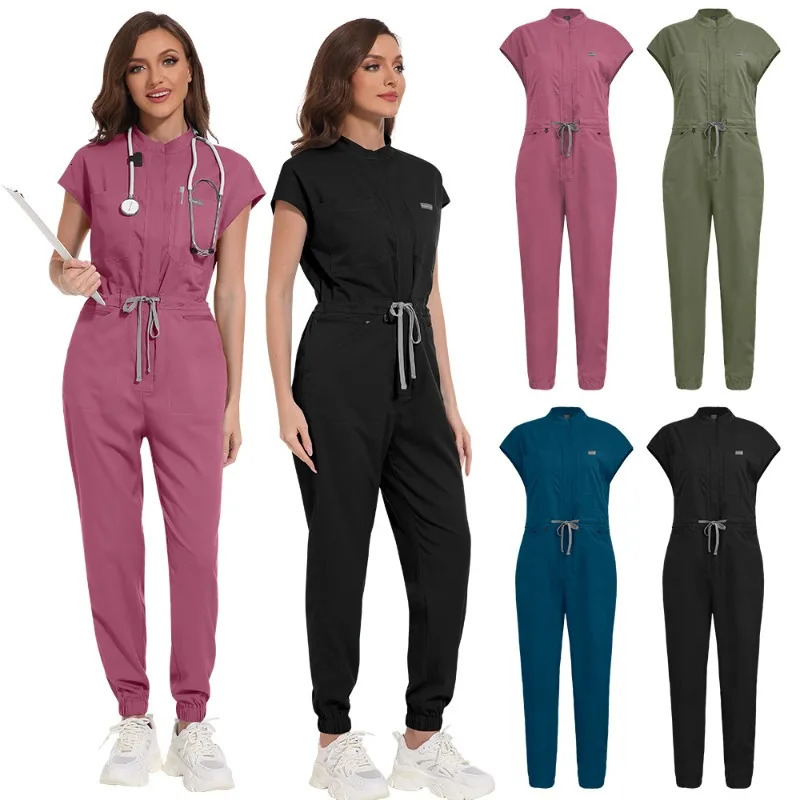 Wholesale Apparel Scrub Uniform Women Short Sleeved Scrubs Jumpsuit Hospital Clothing Uniforms with Pocket 260612