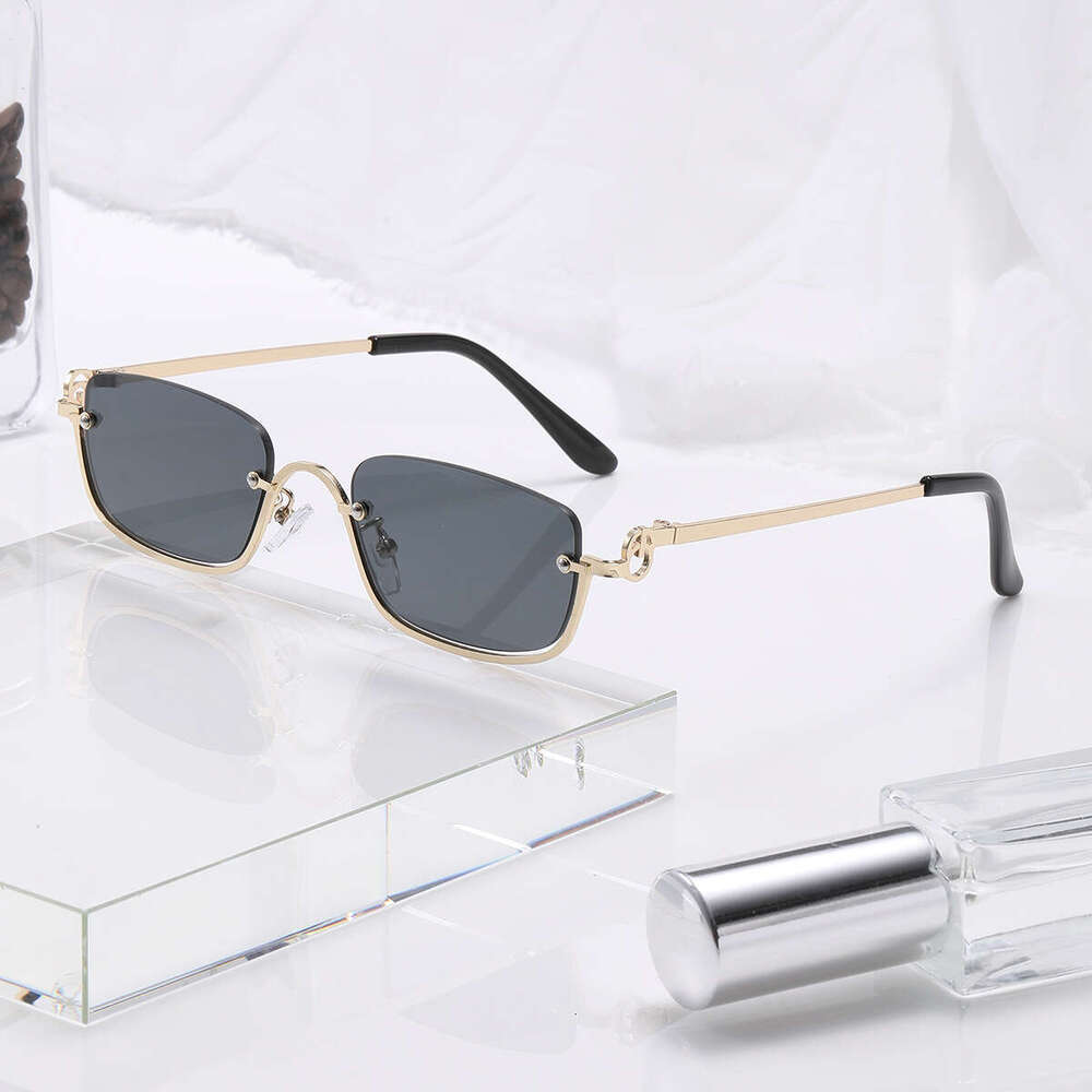 Luxury Brand Designer Sunglasses 2024 New Metal Half Sunglasses For Women Trendy Small Square Frame Hot-Selling Sun Glasses Wholesale