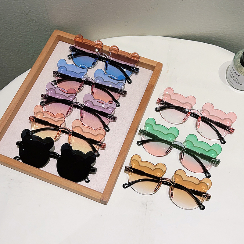 High quality Children's Fashion Jelly Color Bear Ear Cute Adorable Party Baby Sunshade Sunglasses