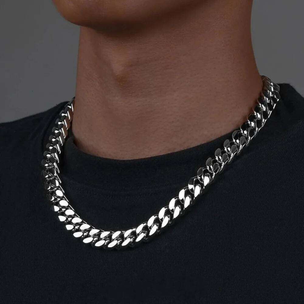Link Chain Men Stainless Hip Hop Cuban Chain, 304 Titanium Steel Thick Necklace for Women, Unisex Hiphop Jewelry, DIY Pendant Finding W260613