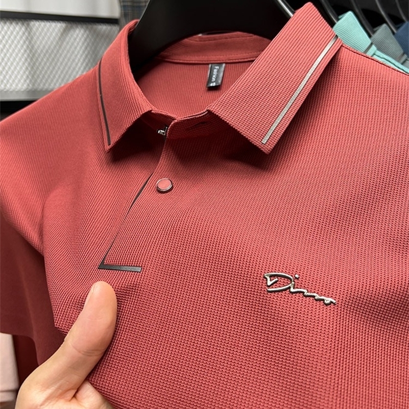 High end fashion diamond short sleeve Advanced printed POLO shirt summer Korean version mens lapel T-shirt 260612