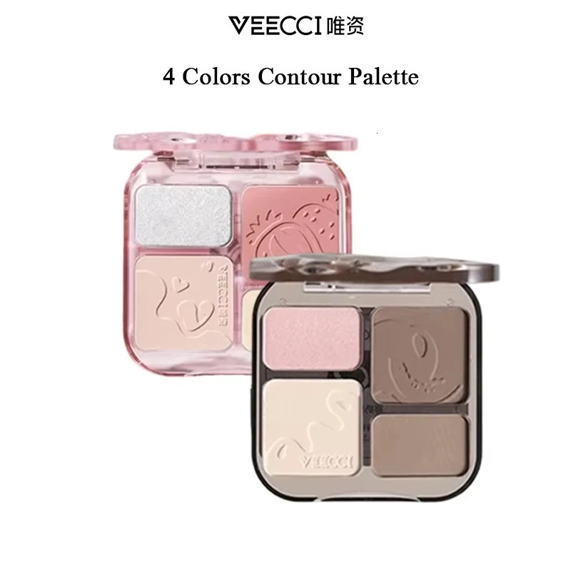VEECCI 4 Color Contour Palette Powder Matte Shimmer Bronzer Highlighter Brighten Nude Tones Longlasting Facial Makeup 260613