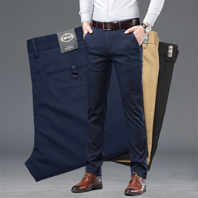 Summer Thin Mens Slim Suit Pants Fashion Business Casual Cotton Green Black Khaki Trousers Male Clothing 3040 260612