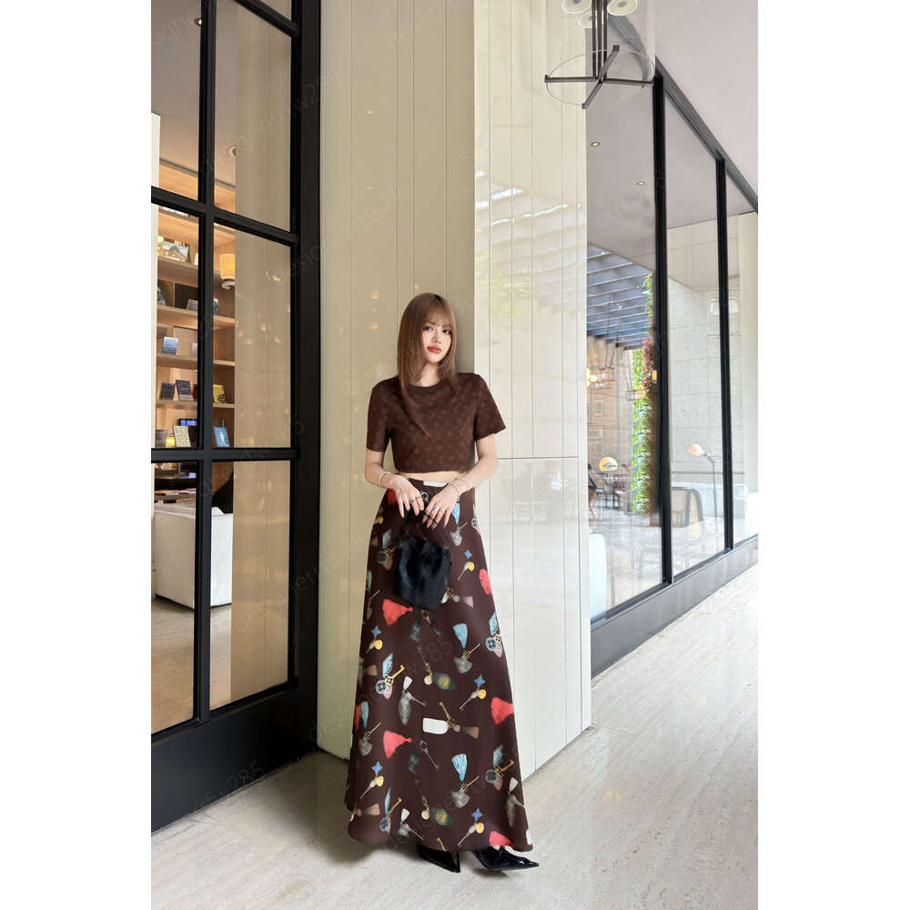 Designer Skirt Set Luxury Key Tassel Print Long Sleeve Shirt Maxi Skirts Women 2 Piece Outfits Vacation Matching Suits Ensemble Vetement Vestido-image-1110327274