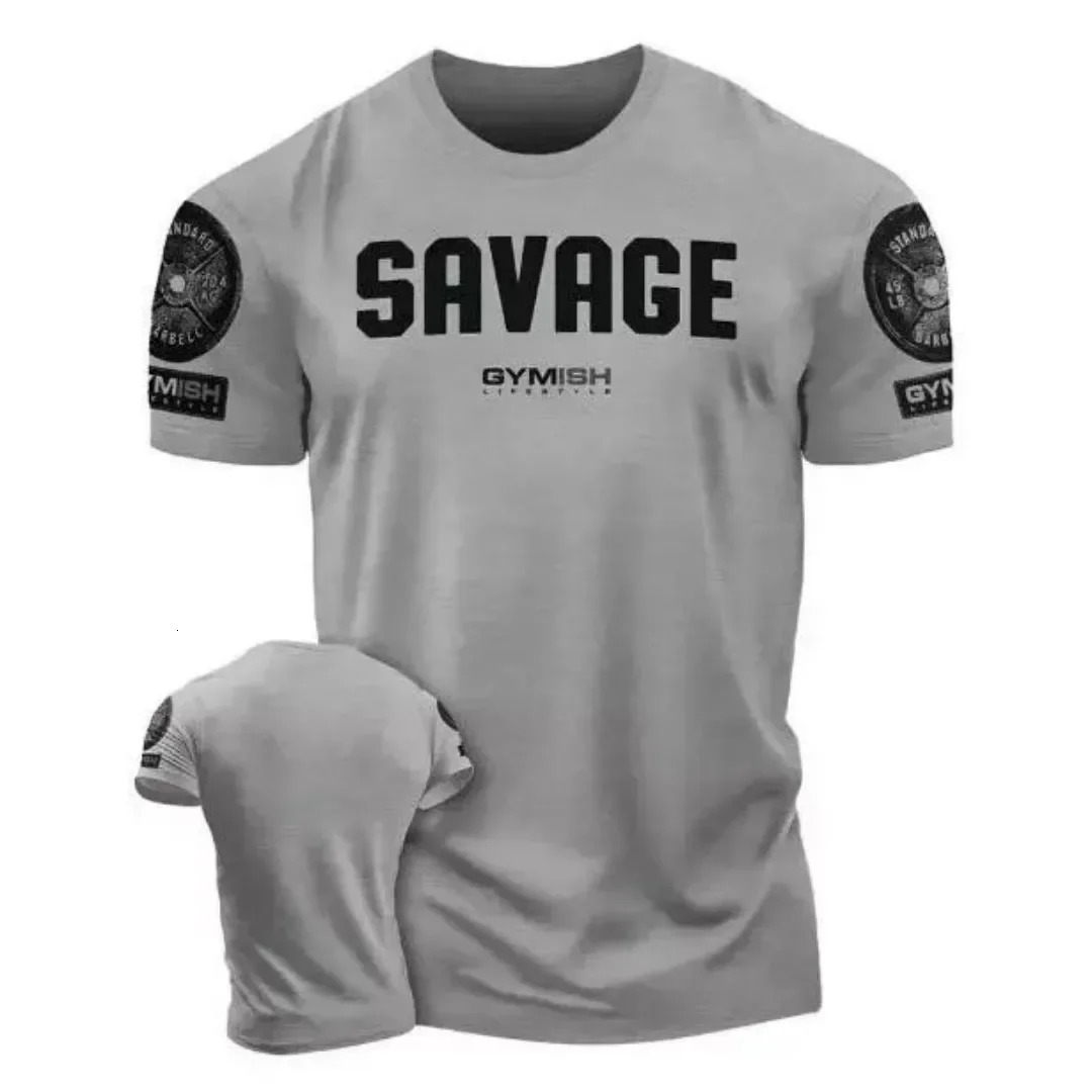 2026 Summer Mens T-shirt 3D letter Print Summer round-neck fitness Training Breathable top 260610