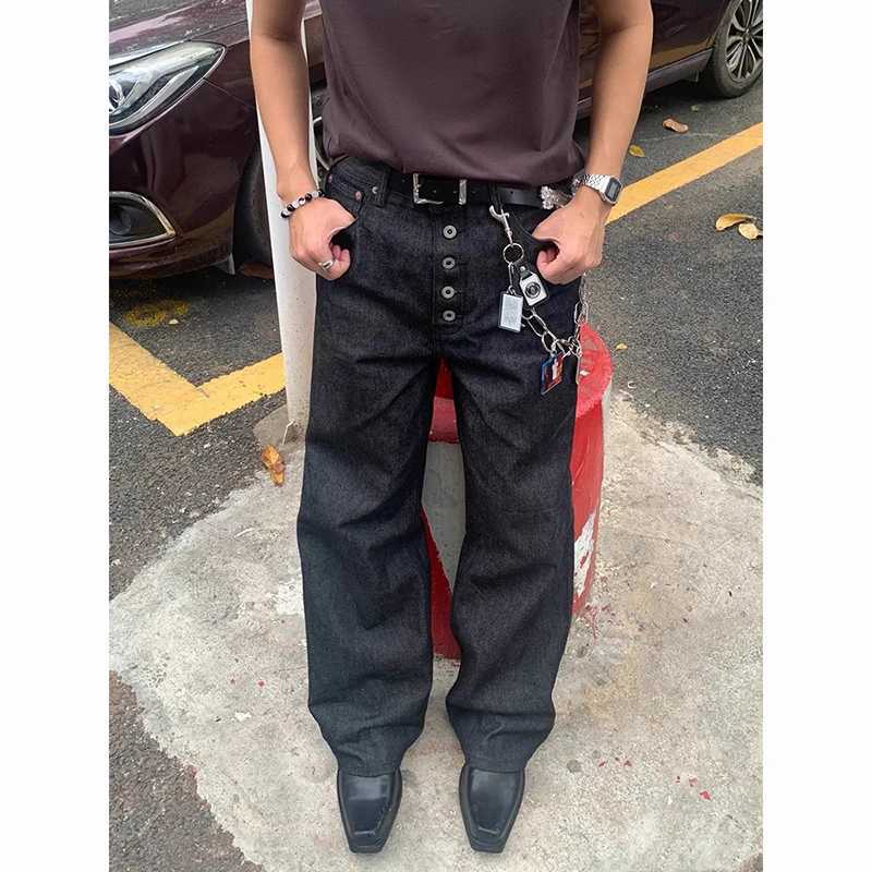 Mens Black Gothic Y2k Emo Wash Jeans Harajuku Vintage Baggy Boyfriend Denim Trousers Japanese 2000s Style Oversize Jeans Pants T260410