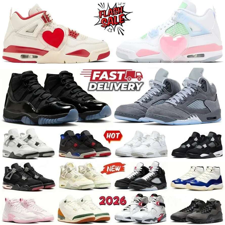 Designer Hommes Femmes Chaussures de basket-ball Black Cat Gamma Blue Wolf Grey 2026 Valentine Day Flint Grey Sole Fly Miami Bloodline