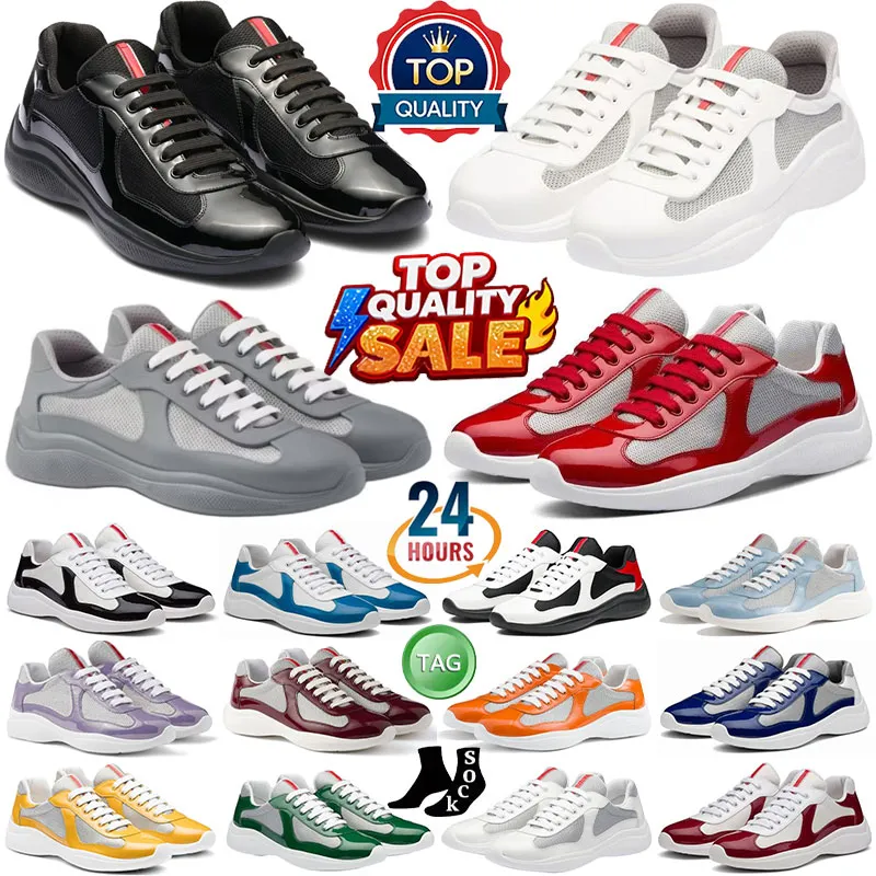 Chaussures de créateurs Pshoes Cup Runner Baskets Hommes America Cup Baskets en cuir Baskets plates en cuir Noir Blanc Rouge Mesh Lacets Casual C