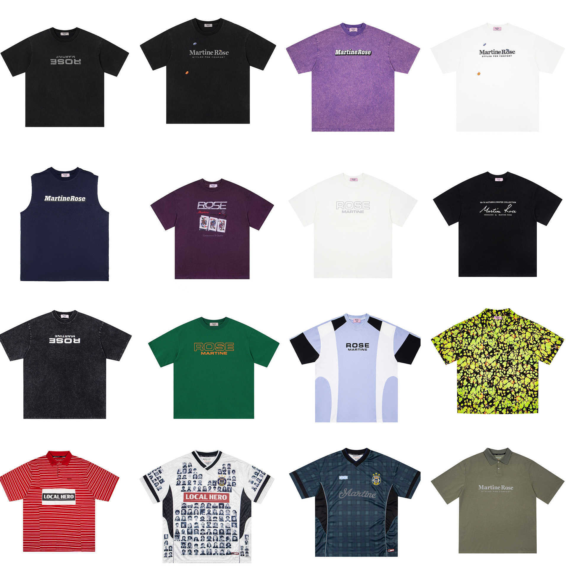 High-quality trendy Martine Rose washed distressed letter sticker print loose-fitting unisex short-sleeve shirt T260613