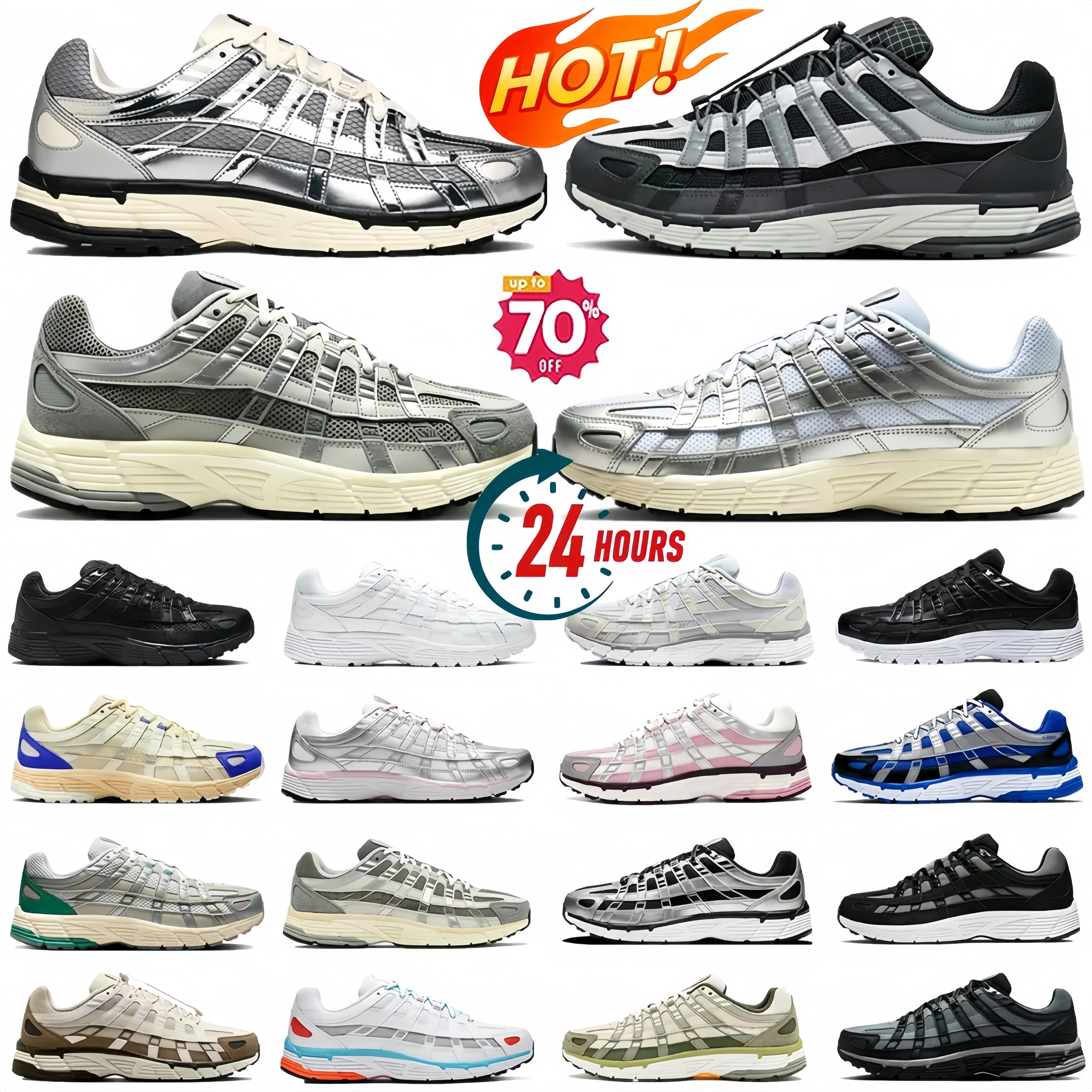 Designer Running Shoes P6000 P 6000 Men Women Sneakers Unisex Casual Leather Mesh Outdoor sports shoes Triple Black Silver Grey Jogging Walking Shoe