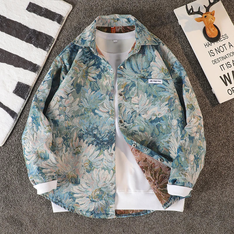 2024 Hawaiian Harajuku Comfortable Casual Button Shirt Spring Mens Fashion Beach Plus Size Polo Neck Long Sleeve B83 260612BANJIA