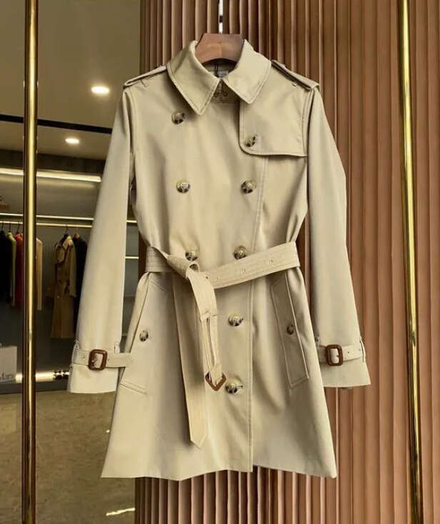 Jacket long jacket women designer England style windbreaker coat high quality thick cotton version belted slim fit trench/ladies trench coat