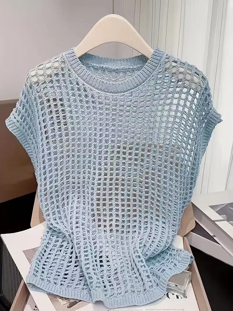 2026 Womens Summer Knit Openwork Tank Top 260612BANJIA