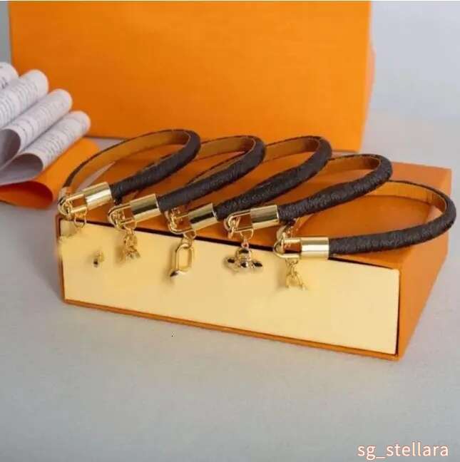Designer de luxe en cuir corde serrure coeur fleur bracelet à breloques plaqué or 18 carats fermoir magnétique bracelet manchette bracelet pour f
