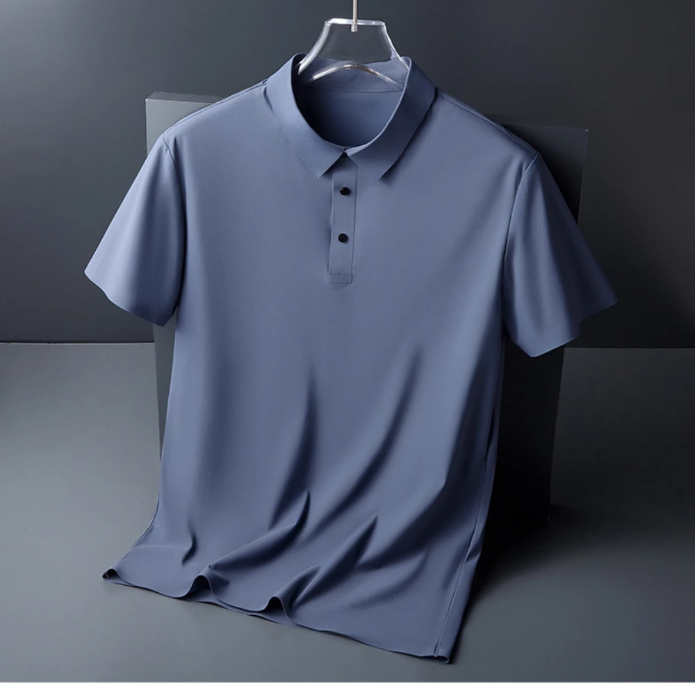 Seamless Highend Polo Shirt for Mens Business Thin Half Sleeved Solid Lapel Short 260612BANJIA