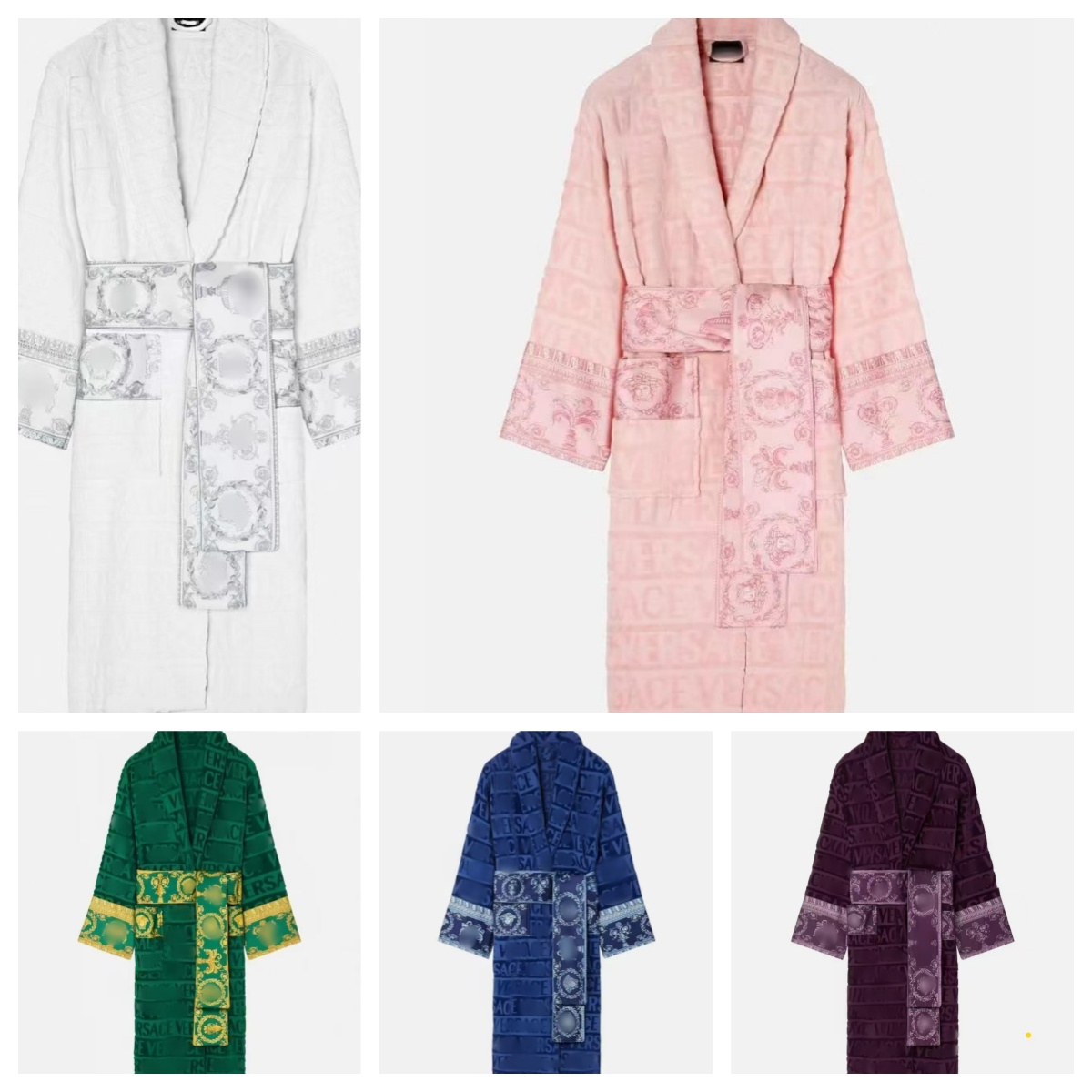 2026 Veet Bathrobe Designer robe Baroque Fashion Pamas Mens Women Letter Jacquard Printing Barocco Print Sleeves Shawl Collar Pocket Belt 100 Cotton
